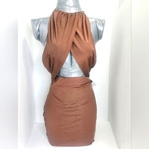 Tic Toc women Mini Dress, size Medium, Color: Brown